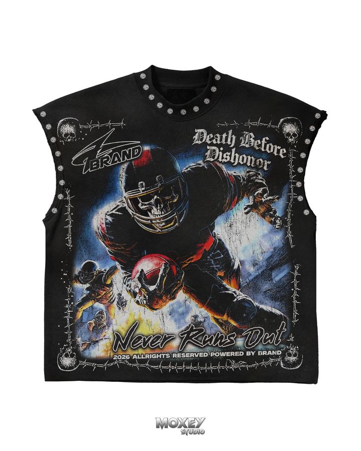 Death Before Dishonor Football Skull Muscle Tee – Black