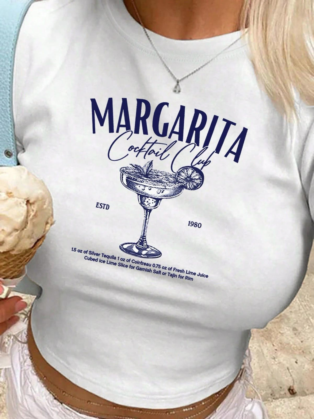 Margarita Cocktail Club Women's Crop Top | Aesthetic Summer Graphic Baby Tee