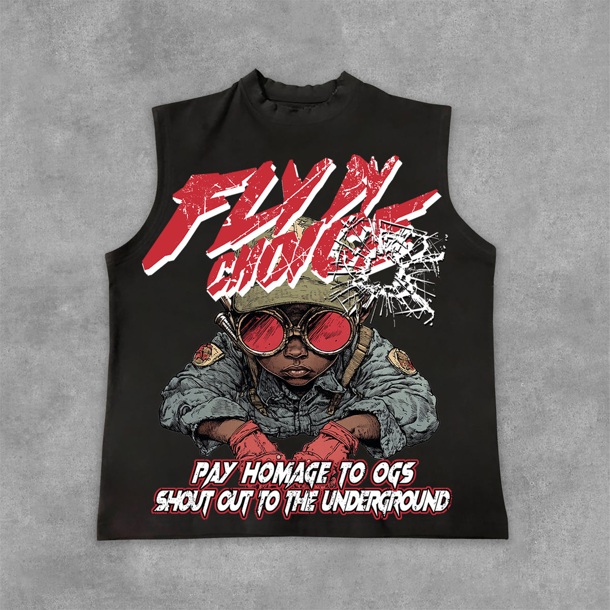 Cyber Vision Futuristic Portrait Muscle Tee – Black