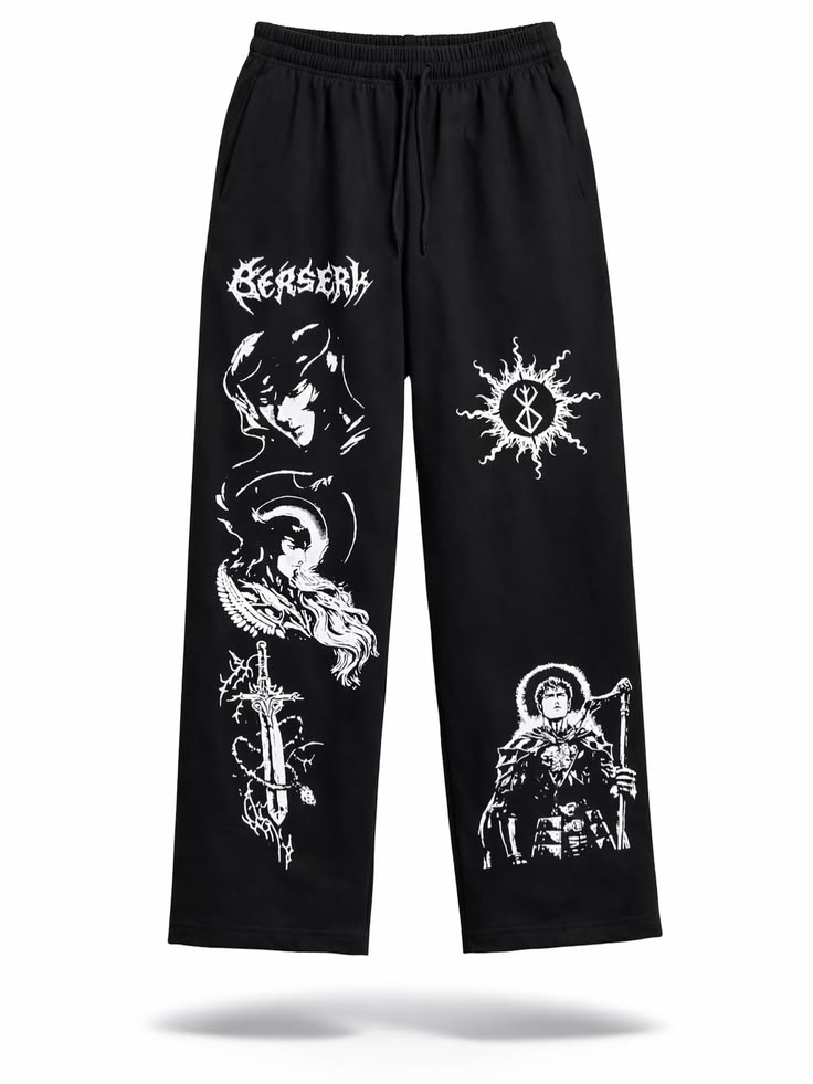 Berserk Anime Graphic Print Black Joggers | Streetwear