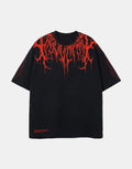 Red Bleeding Death Metal Graphic Tee – Black Oversized Heavyweight Streetwear T-Shirt