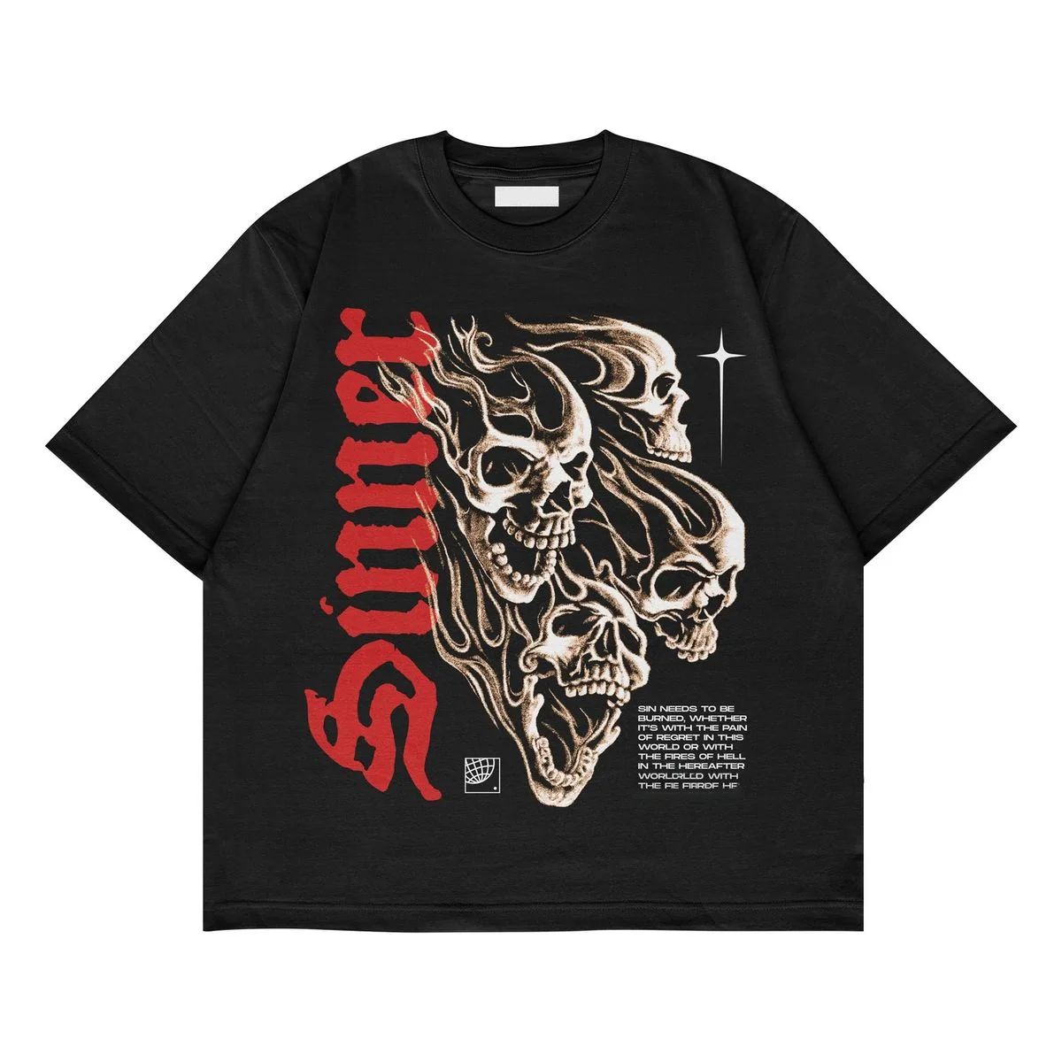 "Sinner" Skull Graphic Tee | Edgy Urban Streetwear