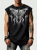 Cyber Sigilism Graphic Gym Vest – Black Gothic Neo-Tribal Muscle Tank