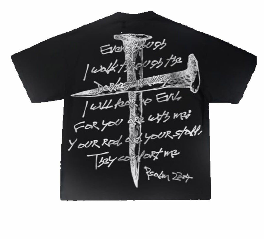 "Psalm 23:4" Graphic Oversized Black Unisex T-Shirt