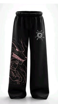 Naruto Kurama Black Wide Leg Sweatpants – Anime Graphic Oversized Joggers