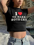 I Love To Make Boys Cry Women's Crop Top | Y2K Graphic Baby Tee