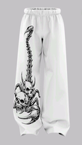 White Skull Scorpion Wide Leg Sweatpants – Oversized Gothic Streetwear Joggers