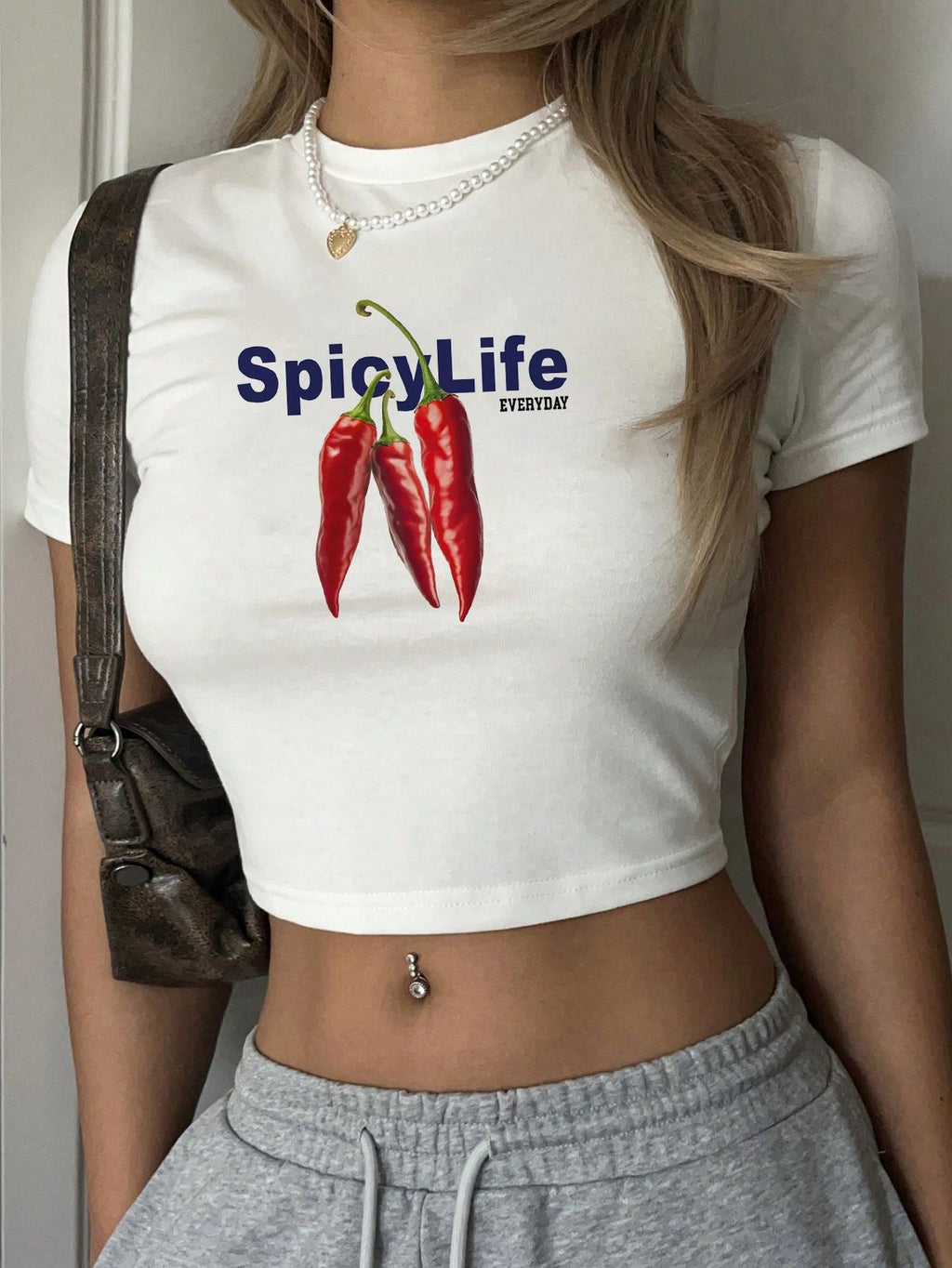 Spicy Life Crop Top for Women | Aesthetic Chili Graphic T-Shirt
