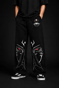 Anime Eye Graphic Print Black Joggers | Streetwear