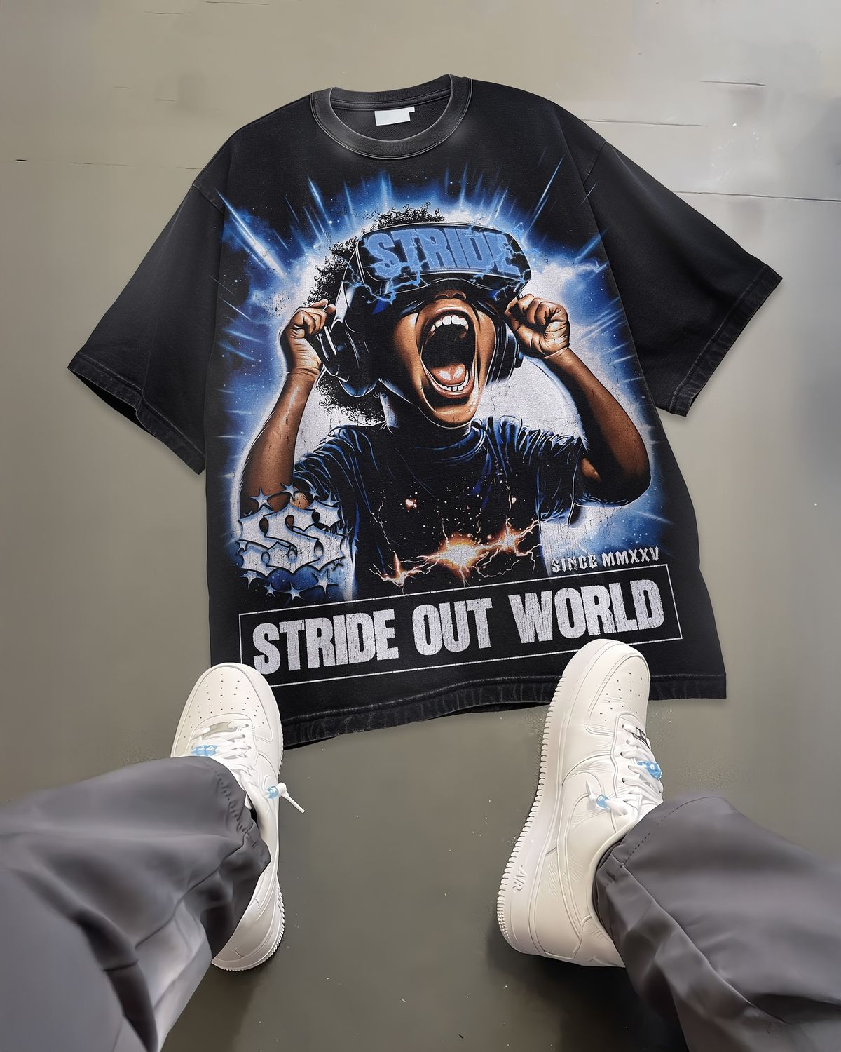 "STRIDE OUT WORLD" Graphic T-Shirt
