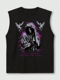 Product Title: Flaming Grillz Lips Graphic Muscle Tee – Black