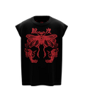 "Dappi" Moth & Kanji Graphic Muscle Tee - Black