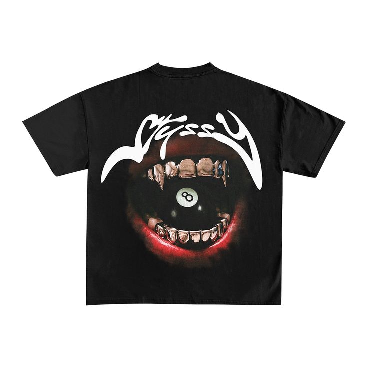 "8-Ball" Grills Graphic Oversized Black Unisex T-Shirt
