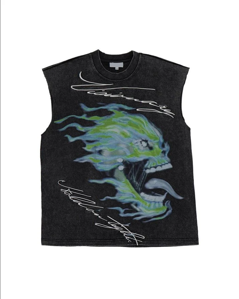 Visionary Phantom Skull Muscle Tee – Vintage Black