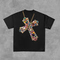 Jeweled Cross Graphic Tee | Luxury Streetwear Aesthetic