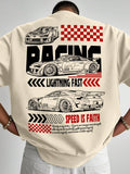 "Racing: Lightning Fast" Graphic Oversized Cream Unisex T-Shirt