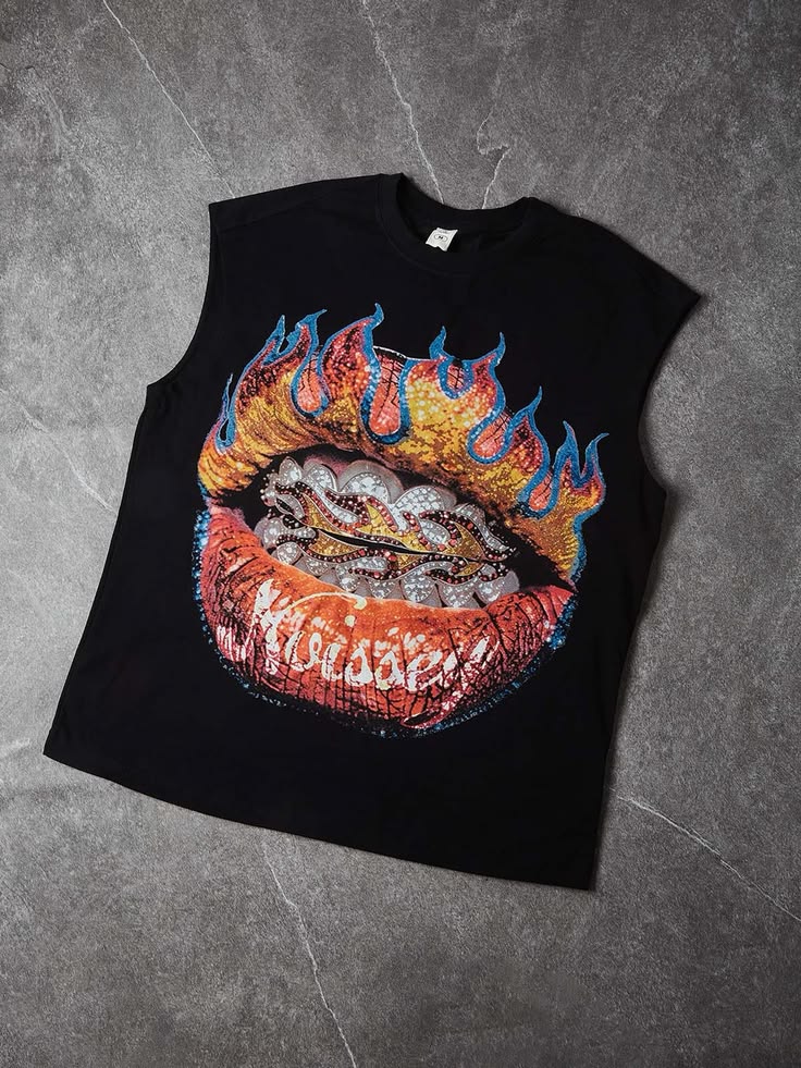 Phantom Flame Ghostly Skull Muscle Tee – Washed Black
