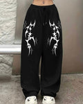 Tribal Star Graphic Print Black Joggers | Streetwear