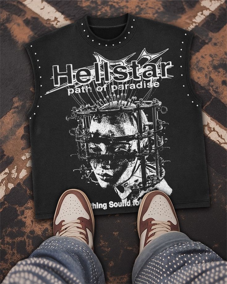 Hellstar Path of Paradise Industrial Cage Muscle Tee – Black