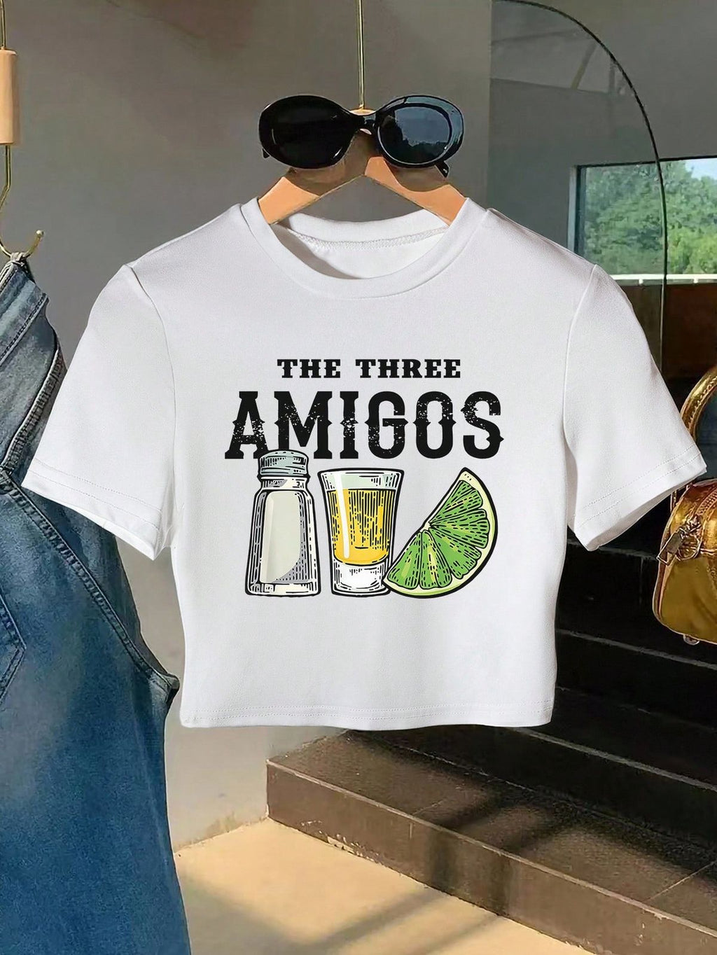 The Three Amigos Graphic Crop Top for Women