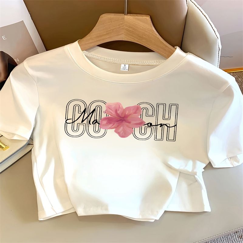 Floral COACH Graphic Baby Tee | Aesthetic Flower Print Crop Top for Women