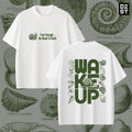 "Wake Up" Snail Graphic Oversized White Unisex T-Shirt