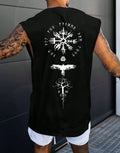 Viking Rune Oversized Sleeveless T-Shirt for Men | Norse Raven Black Gym Tank