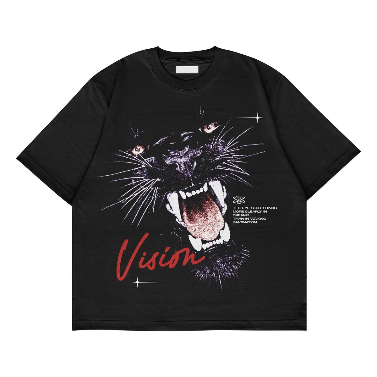 "Vision" Panther Graphic Oversized Black Unisex T-Shirt