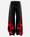 "Red Flame" Graphic Oversized Black Sweatpants
