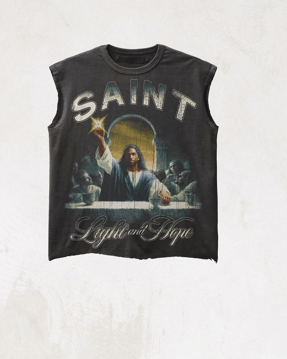 "Saint: Light and Hope" Graphic Sleeveless Shirt | Urban Streetwear