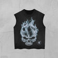 Skull Printed Diamond Portrait Graphic Muscle Tee