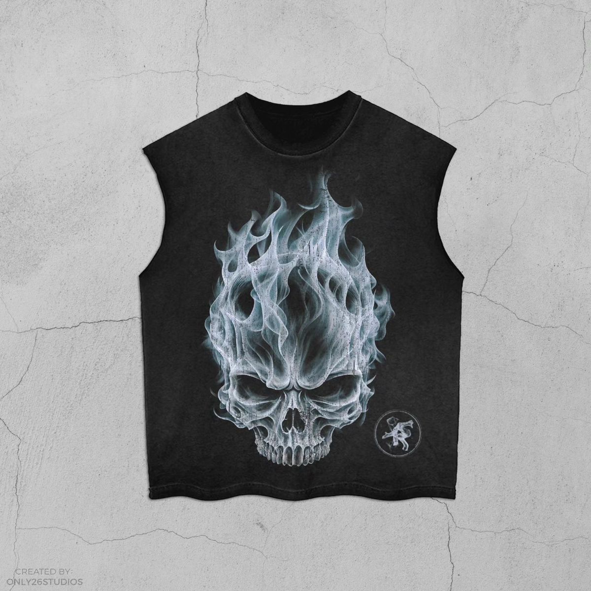 Skull Printed Diamond Portrait Graphic Muscle Tee