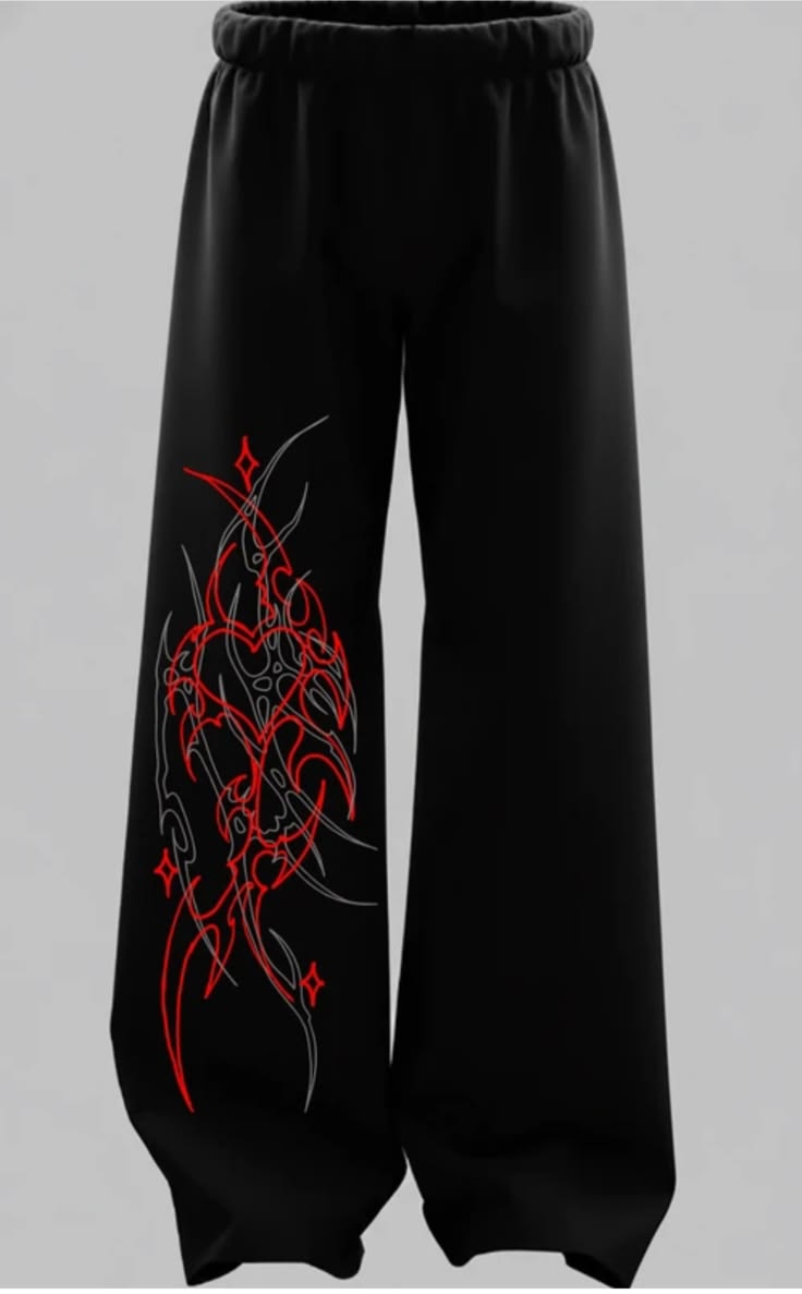 Tribal Heart Graphic Print Black Joggers | Streetwear