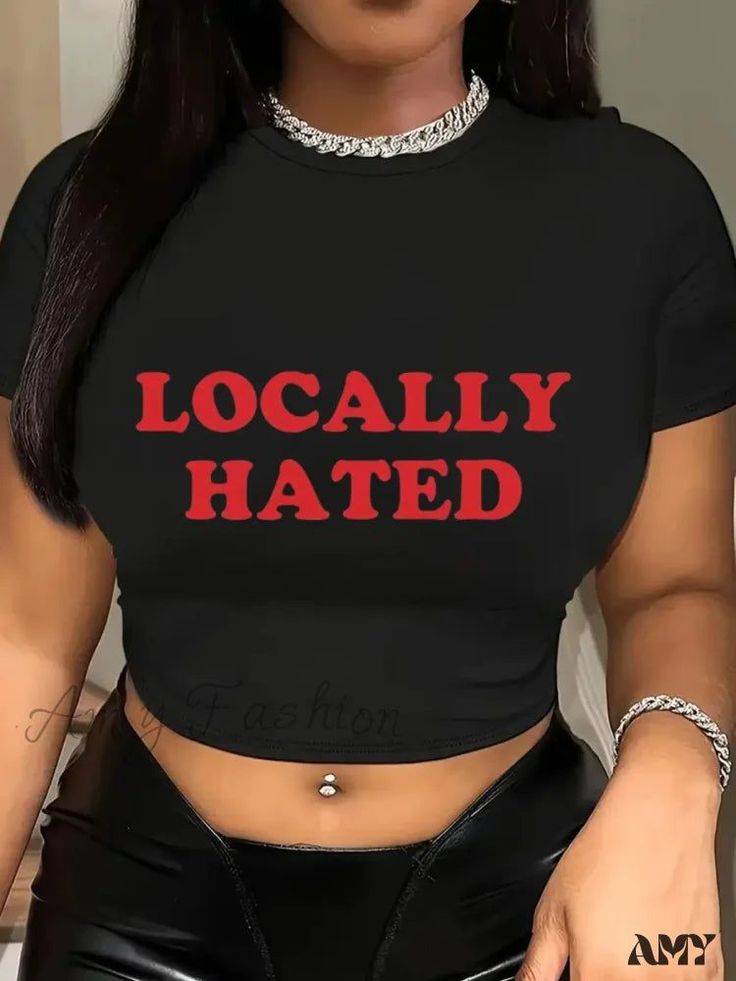 Locally Hated Women's Crop Top | Bold Statement Graphic Baby Tee