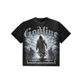 "Godline" Stairway to Heaven Graphic Oversized Black Unisex T-Shirt