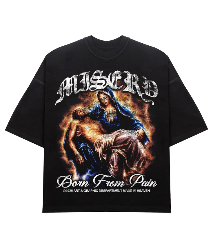 Misery Born From Pain Black Oversized T-Shirt - Renaissance Streetwear