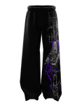 Black Gothic Warrior Wide Leg Sweatpants – Oversized Purple Graphic Streetwear Joggers