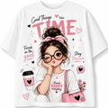 Good Things Take Time Graphic Oversized Crop Top for Women | Cute Girl Pink Aesthetic Printed Tee