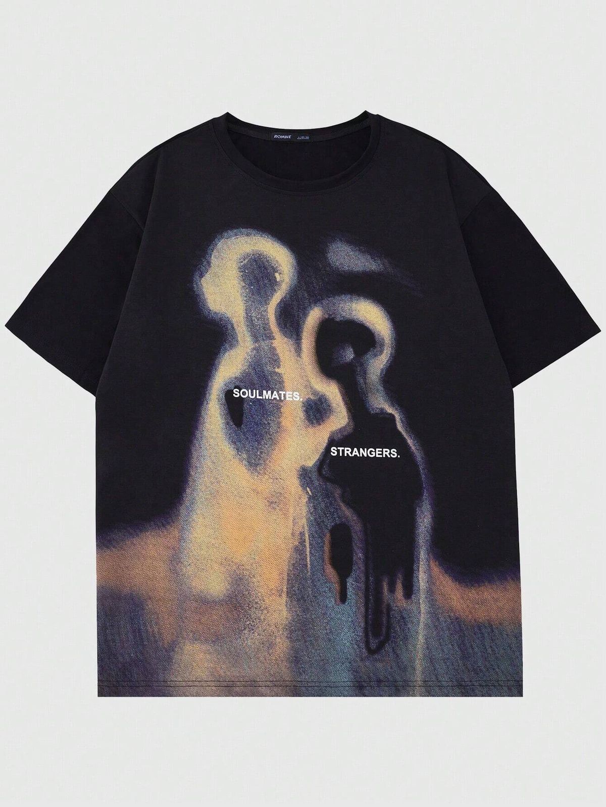 Soulmates Strangers Thermal Graphic Tee – Black Oversized Streetwear T-Shirt