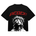 "Peace" Crown of Thorns Graphic Oversized Black Unisex T-Shirt