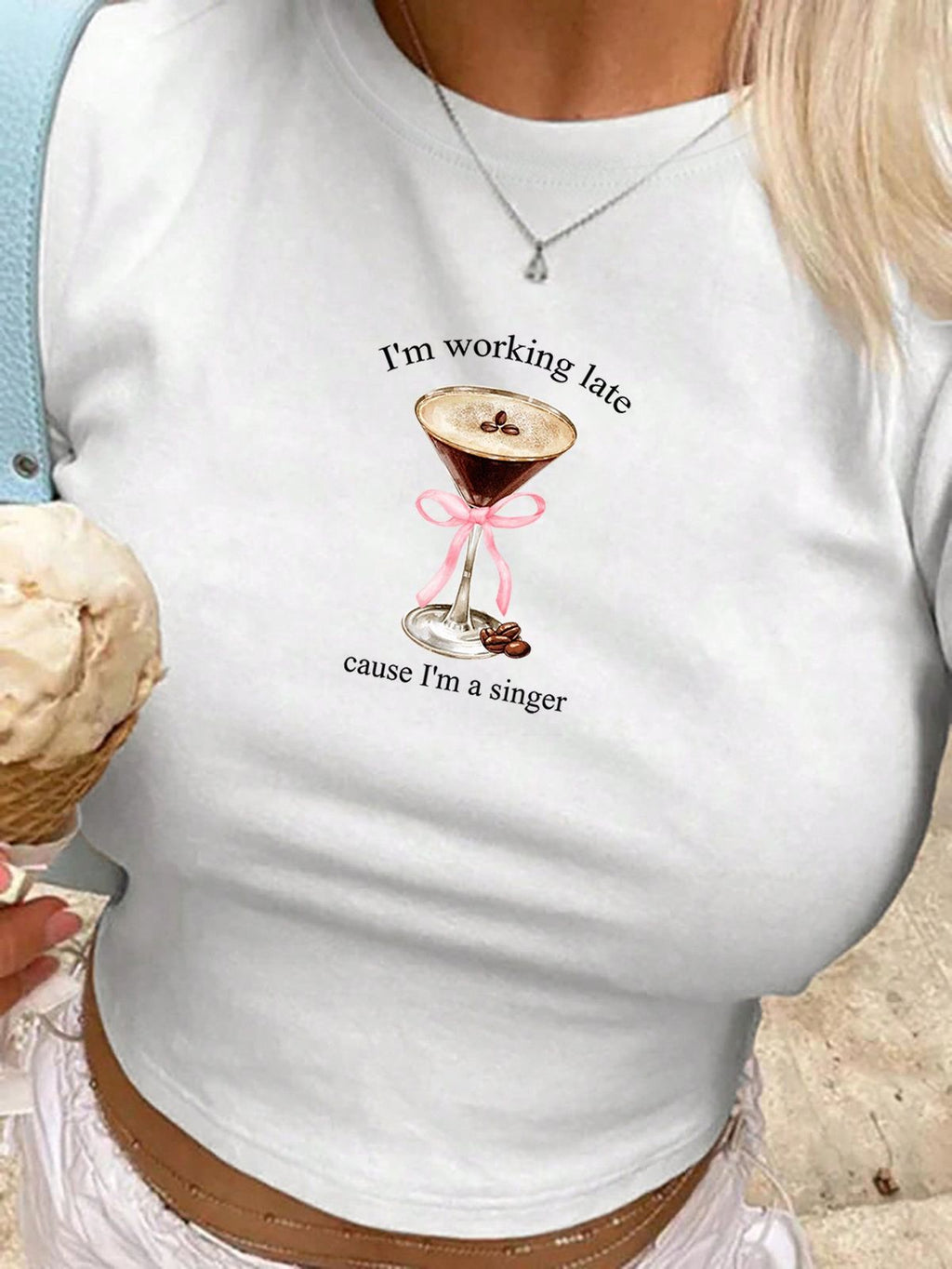 I'm Working Late Cause I'm a Singer Crop Top | Cute Coffee Graphic Tee