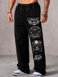 "GYMRAT" Skull & Weight Graphic Print Black Joggers | Fitness Streetwear