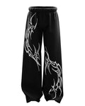 "Abstract Tribal" Graphic Oversized Black Sweatpants
