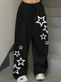 Star Graphic Print Black Joggers | Streetwear