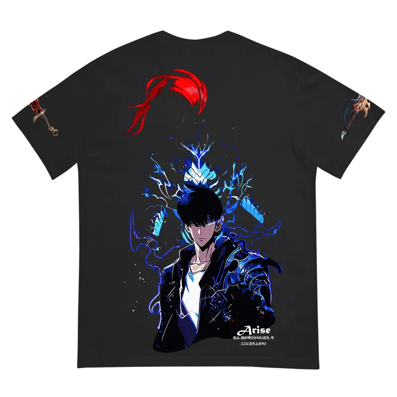 Solo Leveling "Arise" Sung Jinwoo Back Graphic T-Shirt - Black