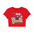 God Is Good All The Time" Red Daisy Crop Top