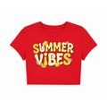 "Summer Vibes" Red Lemon Graphic Crop Top