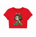 Cute Anime Girl Embroidered Red Crop Top