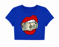 Money Lips Graphic Print Women’s Crop Top T-Shirt | Trendy Pop Art Cropped Tee