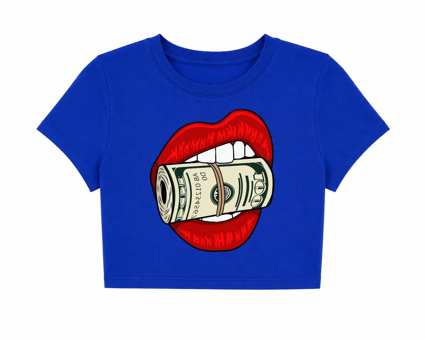 Money Lips Graphic Print Women’s Crop Top T-Shirt | Trendy Pop Art Cropped Tee